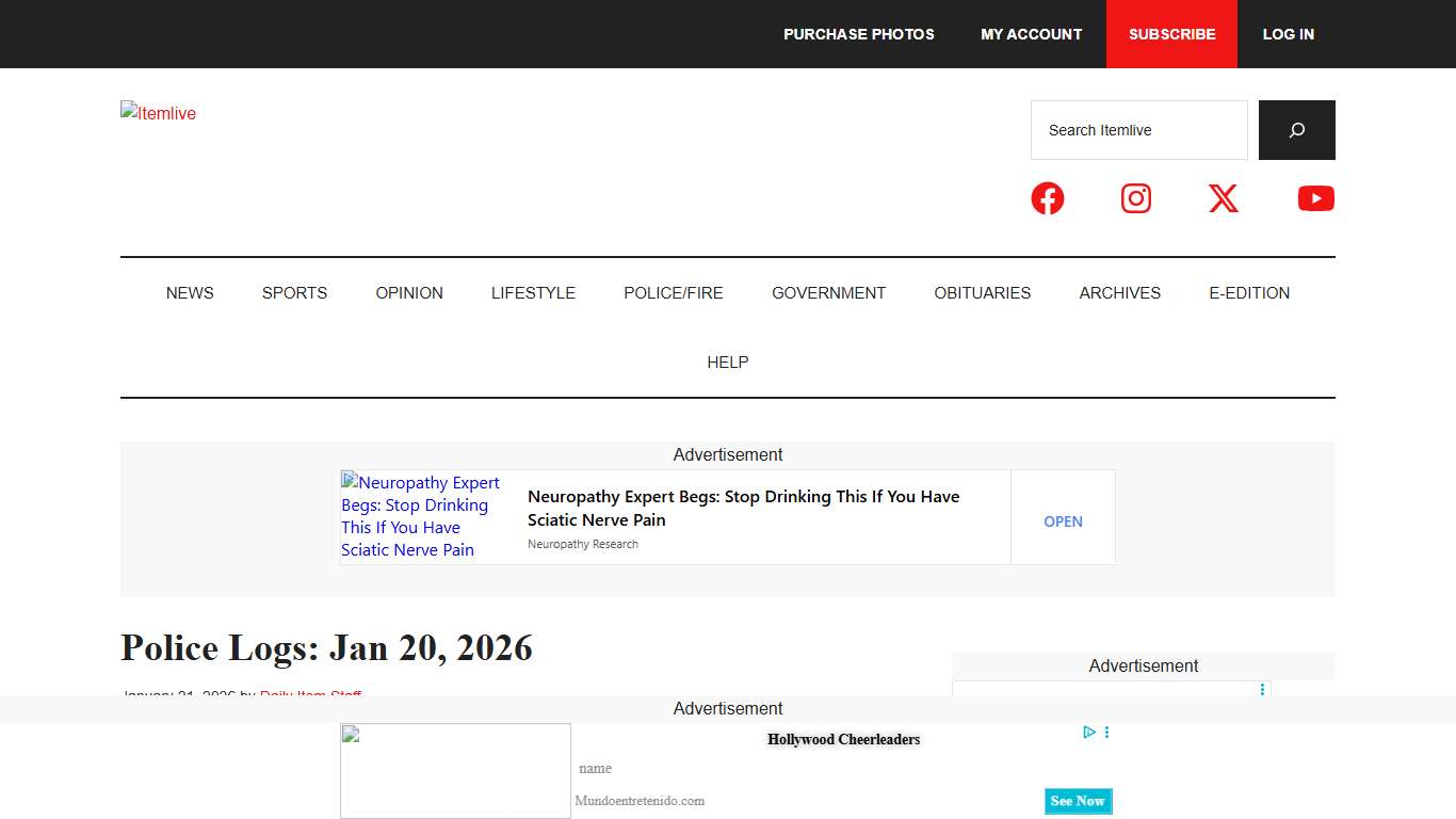 Police Logs: Jan 20, 2026 - Itemlive