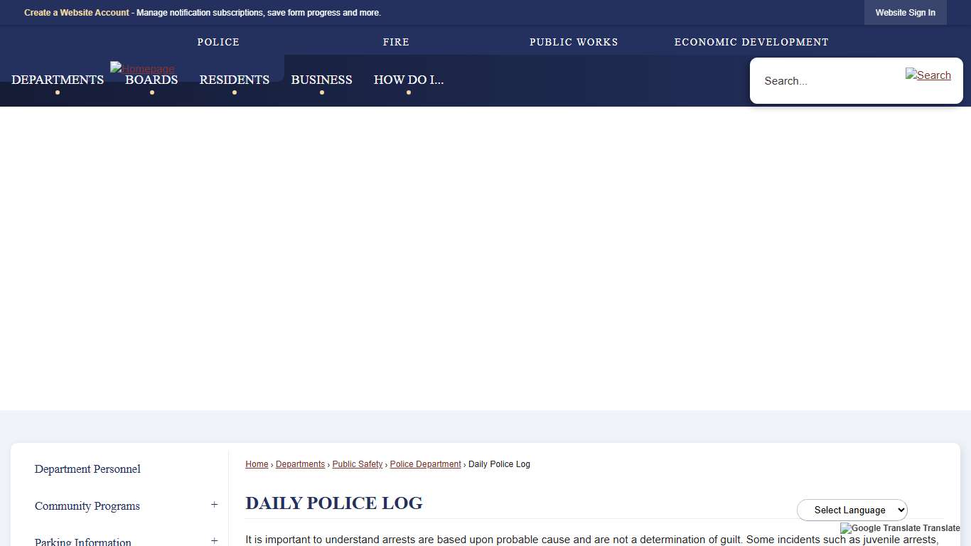 Daily Police Log Reading, MA