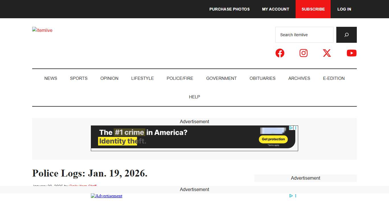 Police Logs: Jan. 19, 2026. - Itemlive